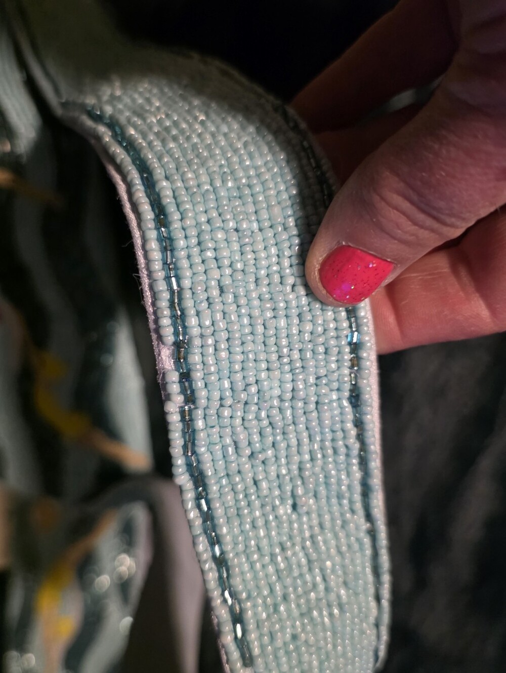 Playful Beaded Swimmers Shoulder Bag in Multi-Color W/Matching Coin Purse Set. - Picture 9 of 10